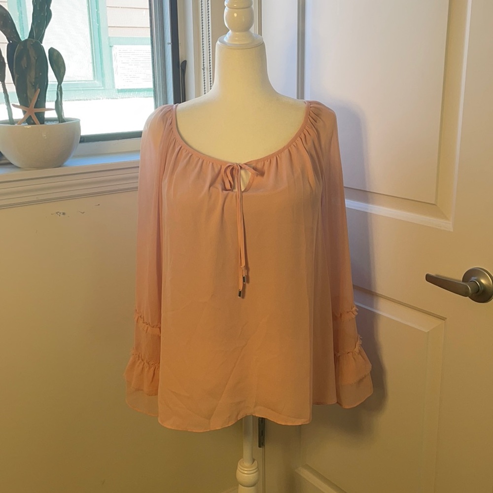 Warm Dusty Peach Vegan Silk Peasant Top